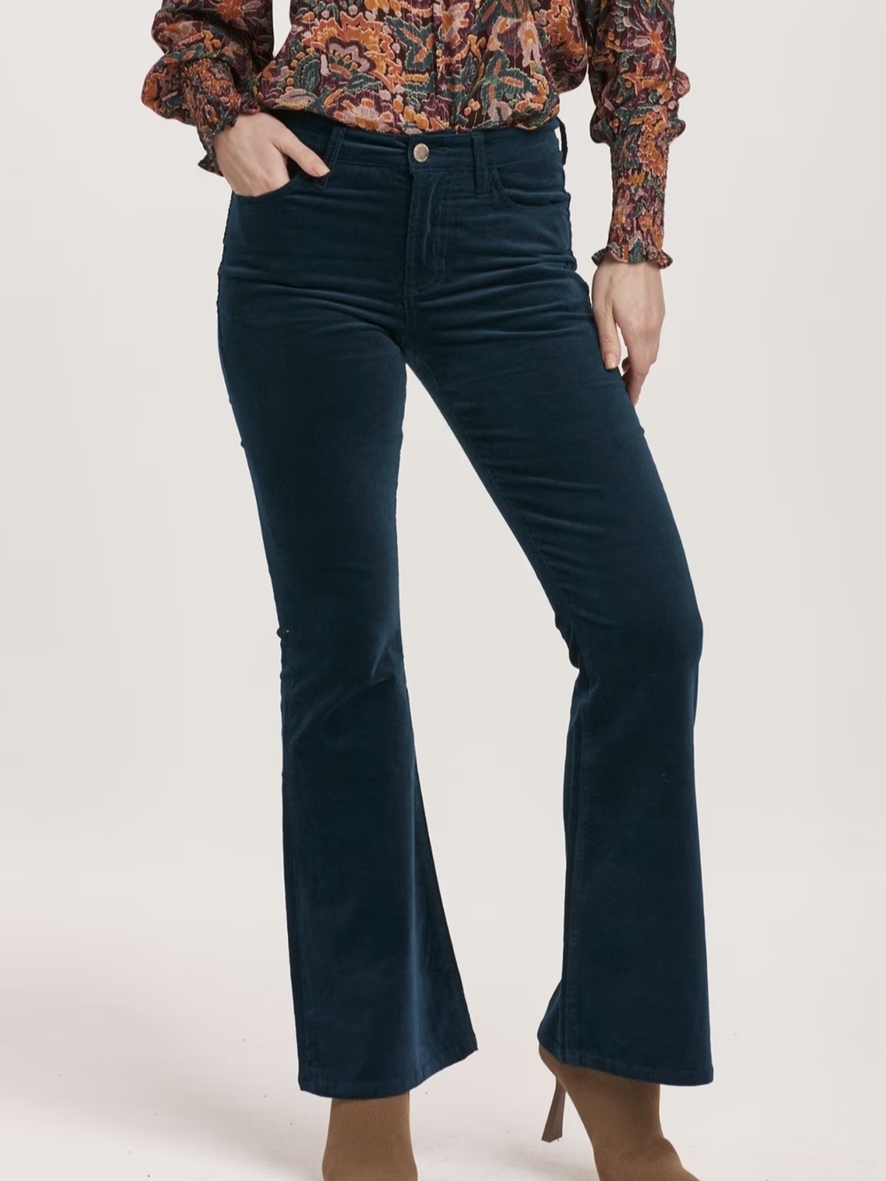 Dear John Denium Rosa Mid Rise Velvet Flare Leg Pants